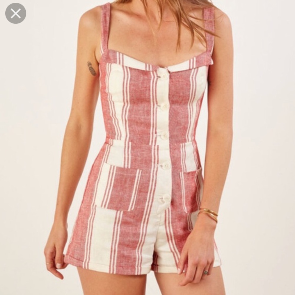 Reformation Coconut romper in Cuba Stripe, size 6